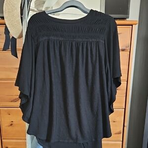 Torrid Black Dolman Sleeve Blouse with Smocked Neckline